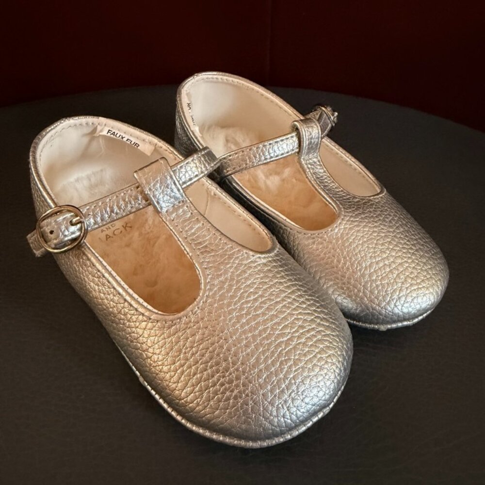 Janie and Jack Silver Mary Jane Baby Shoes